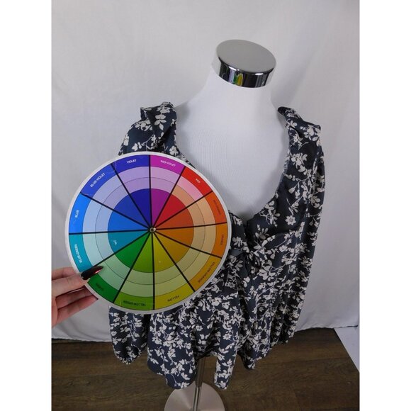 Old Navy Floral Peplum Blouse 2XL - Ruffle V-Neck - Excellent - Witchcore Earth - Picture 9 of 12